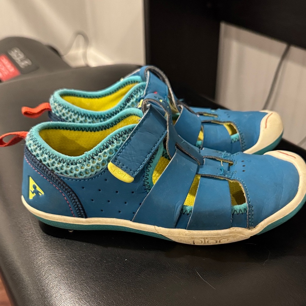 PLAE Blue Sandals with Yellow and Red Details